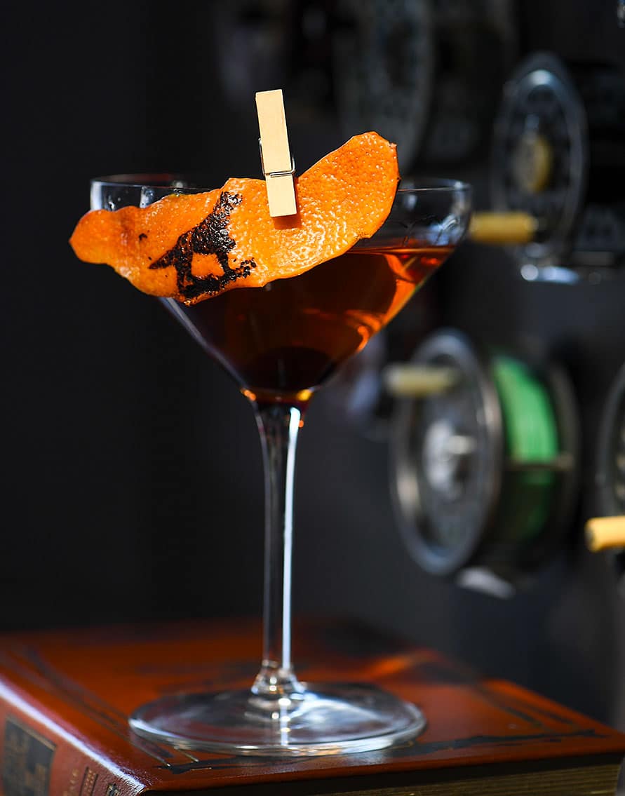 cocktail with orange peel