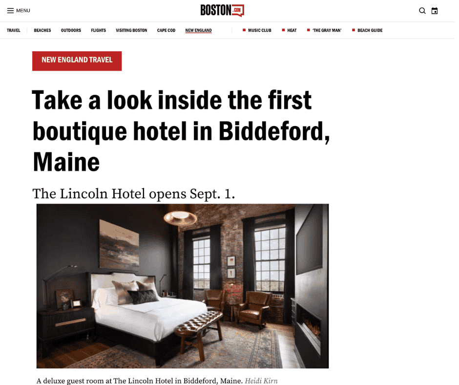 Take a look inside the first boutique hotel in Biddeford Maine article by Boston.com